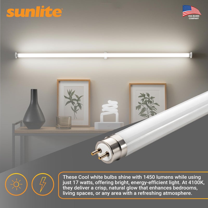 Sunlite 30125 2 Foot T8 Linear Fluorescent Lamp, 17 Watts, 1450 Lumens, F17T8/SP841, 4100K Cool White, Medium G13 Bi-Pin Base, ROHS Compliant, 30 Pack - Image 5